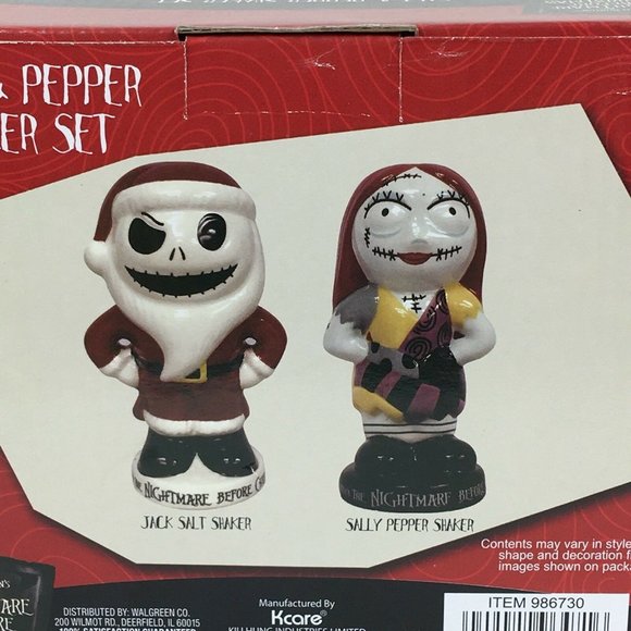 Disney The Nightmare Before Christmas Santa Jack Sally Salt Pepper Shakers New - Picture 9 of 12